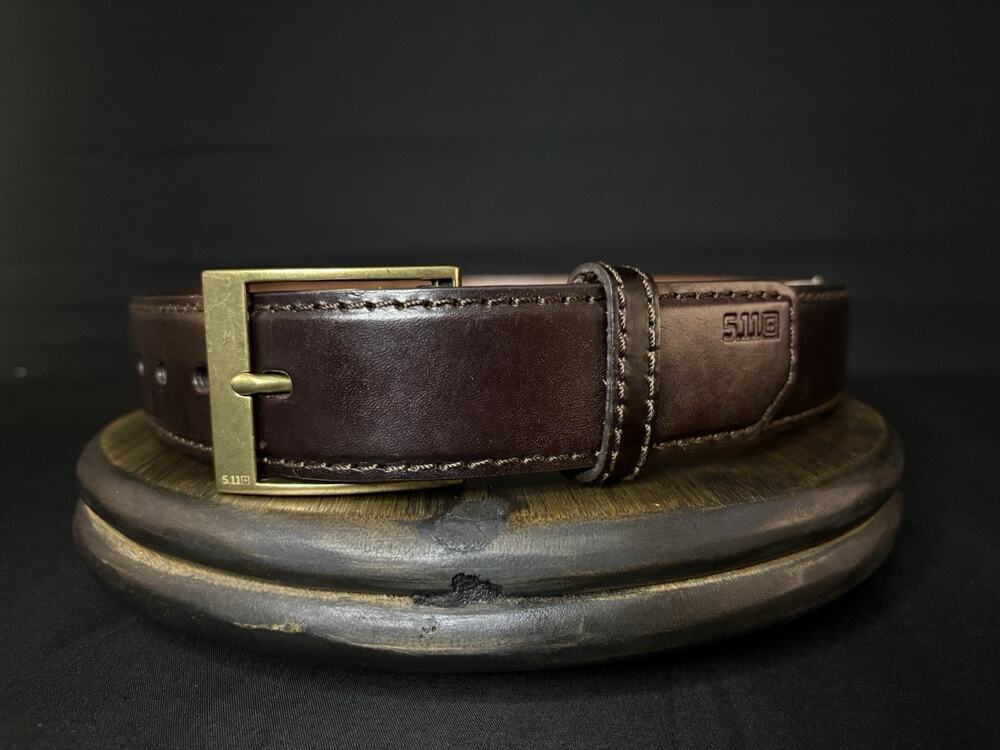 5.11 Tactical Casual Belt Size Small 28”- 30” Brown Leather Brass Buckle 59501